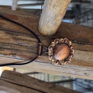 Rose Gold Colored Western Concho Necklace